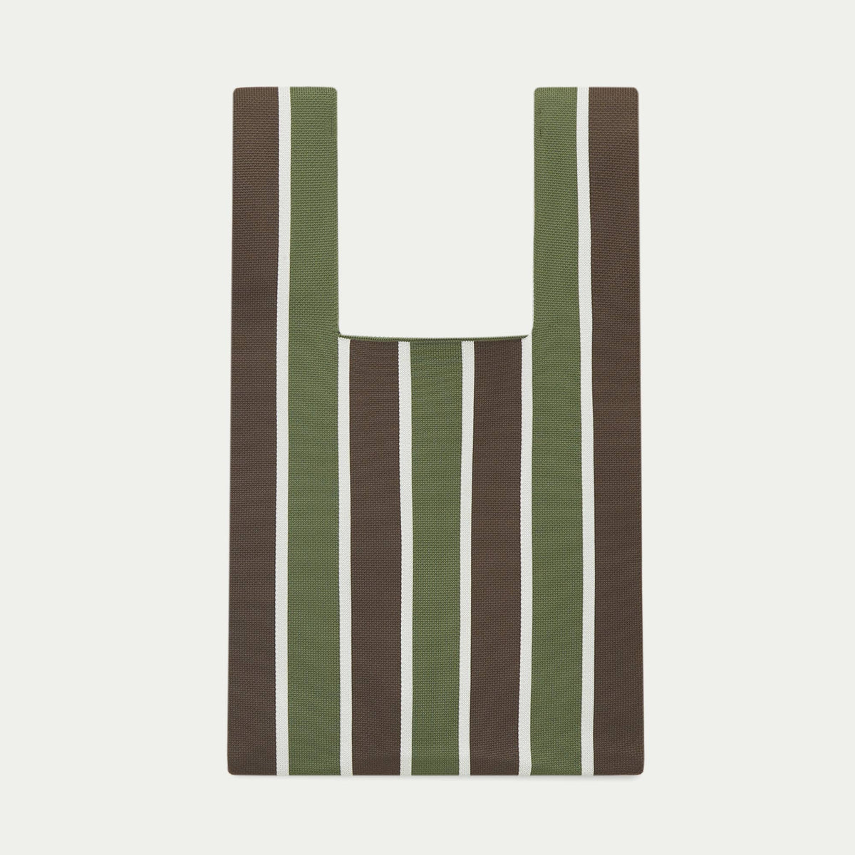 Mittlere Strick- & Häkelprojekttasche - Grün/Braun, Streifen