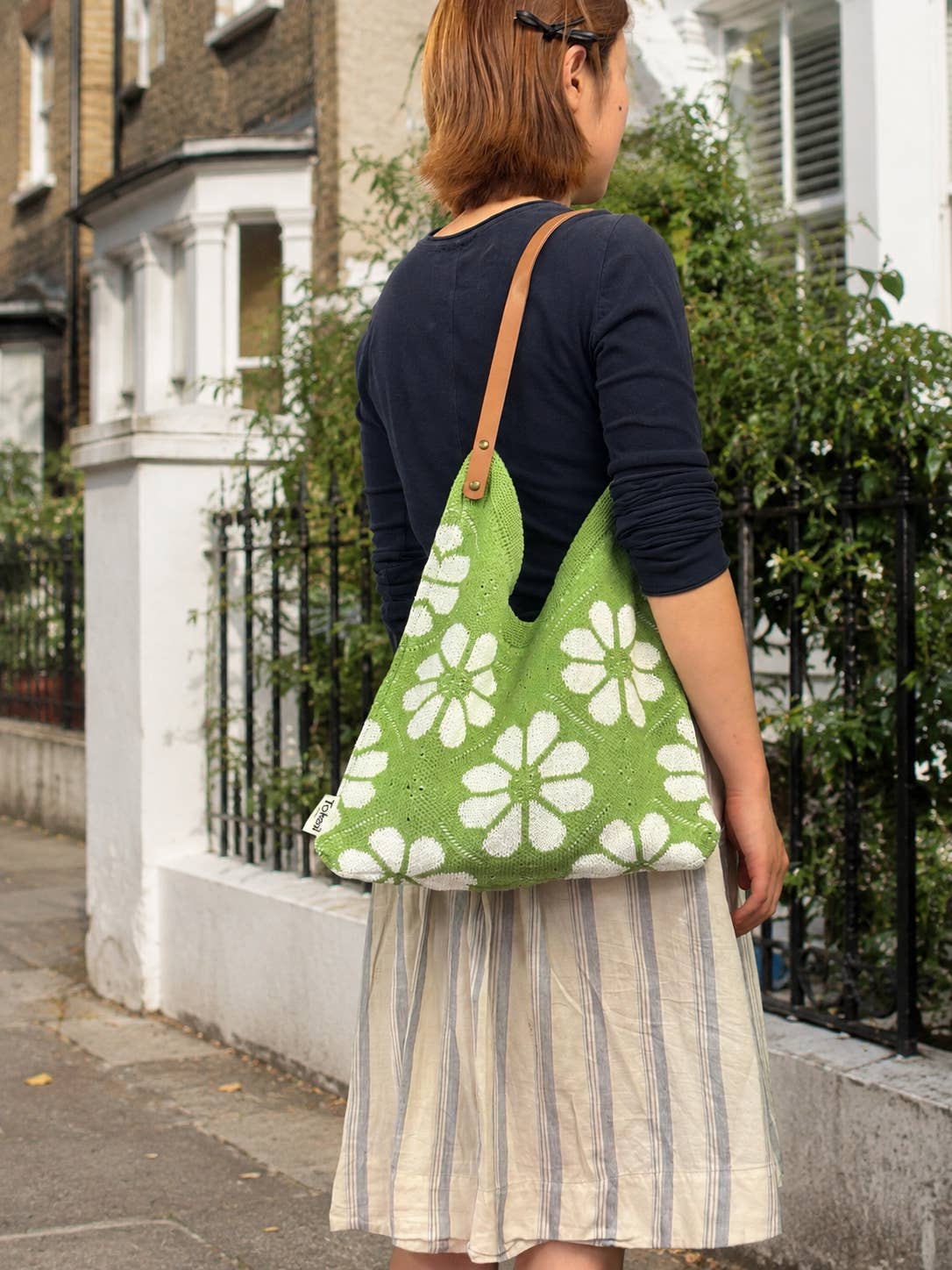 Sac d’épaule en maille Marguerite - Vert Prairie