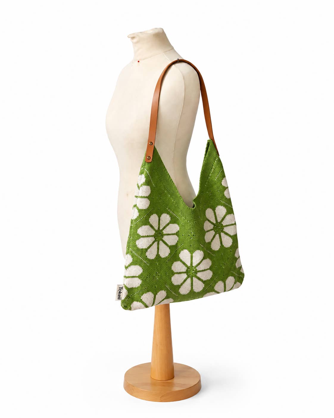 Sac d’épaule en maille Marguerite - Vert Prairie