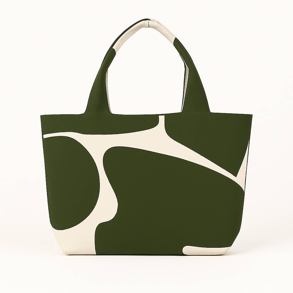 Large Knitting & Crochet Project Bag - Green Cow