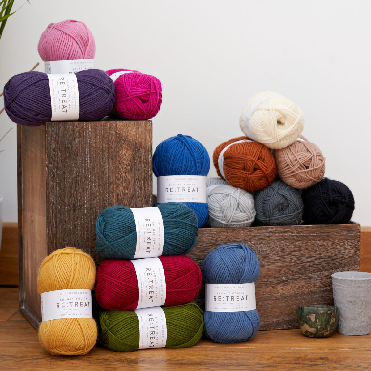 Retreat Chunky Roving yarns in different shades