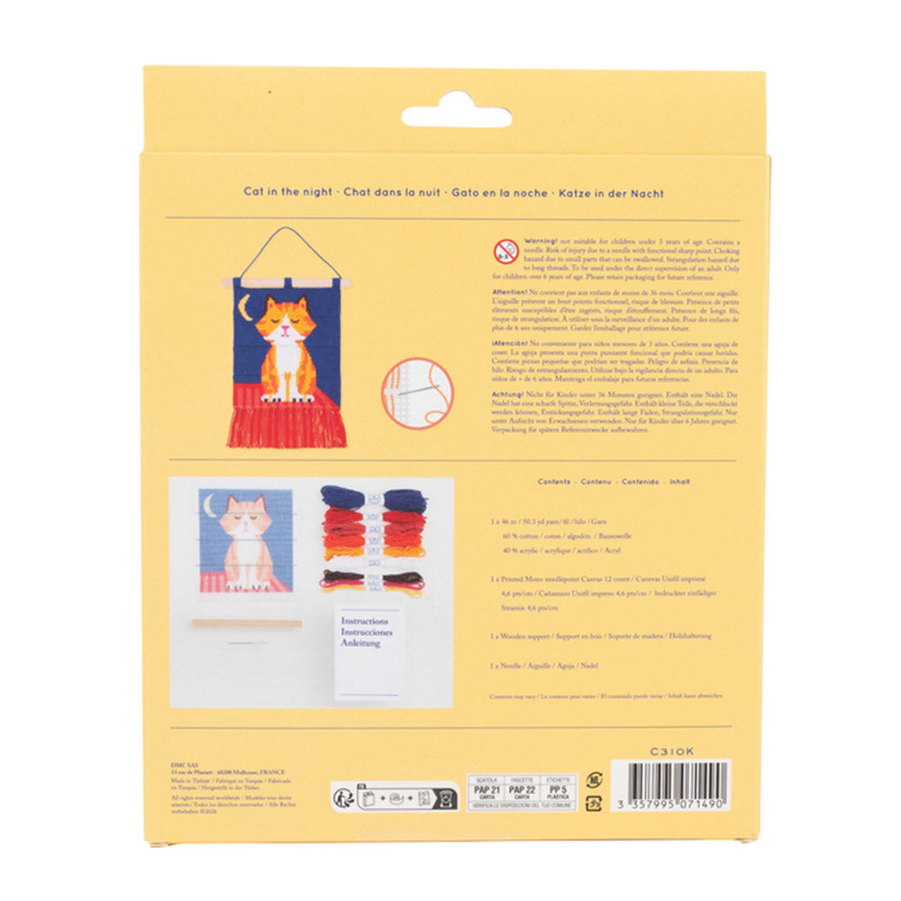 Cat Tapestry Kit for Kids, back of the packaging
