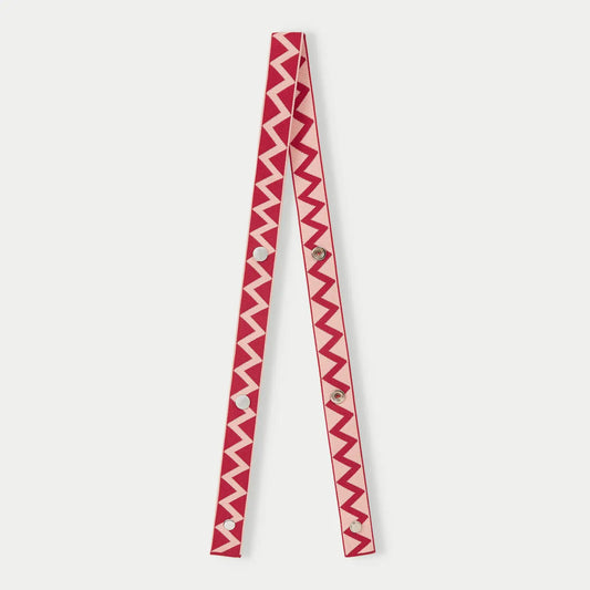 Zigzag Pattern Knit Bag Strap - Pink/Red