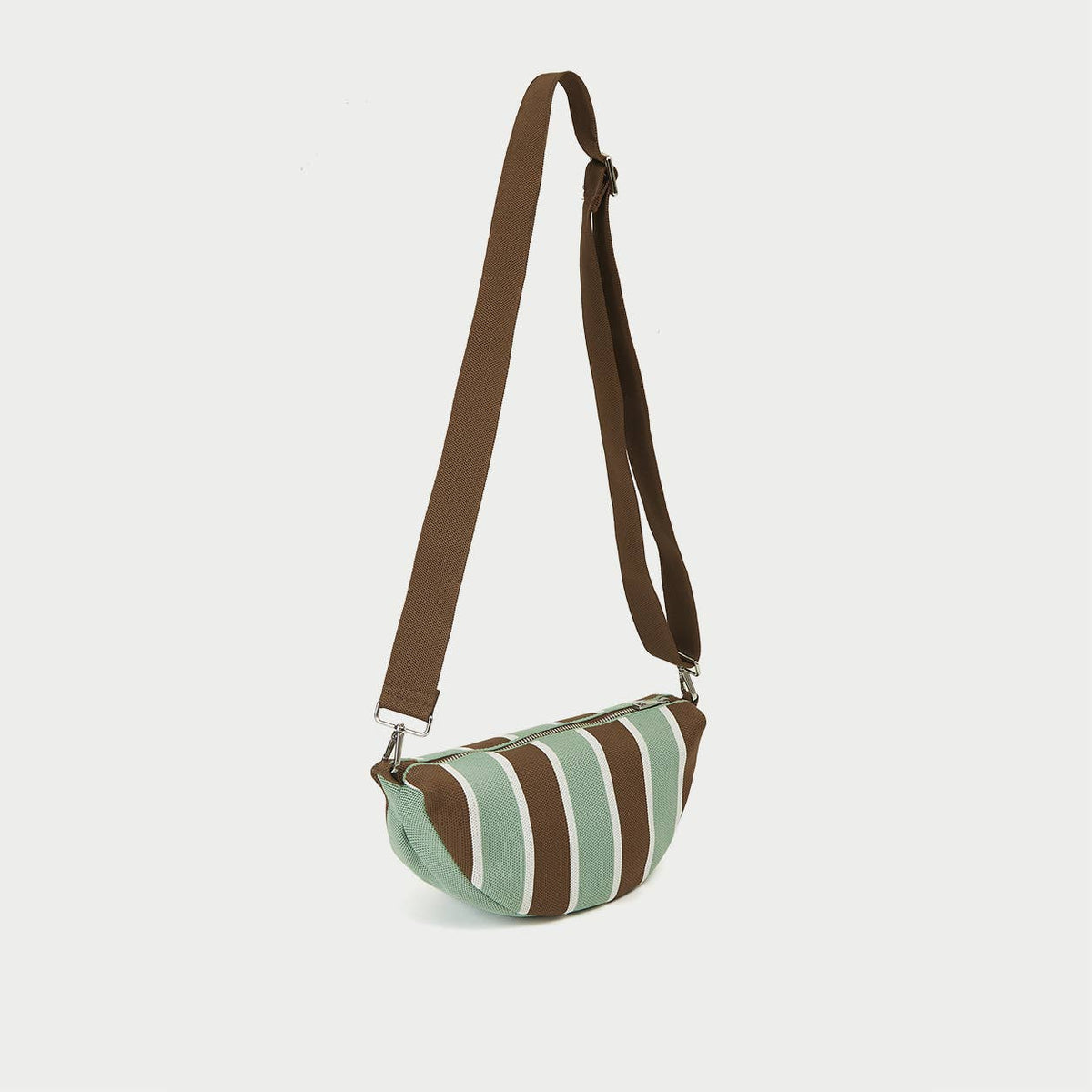 Sac bandoulière croissant en maille - Rayures Vertes
