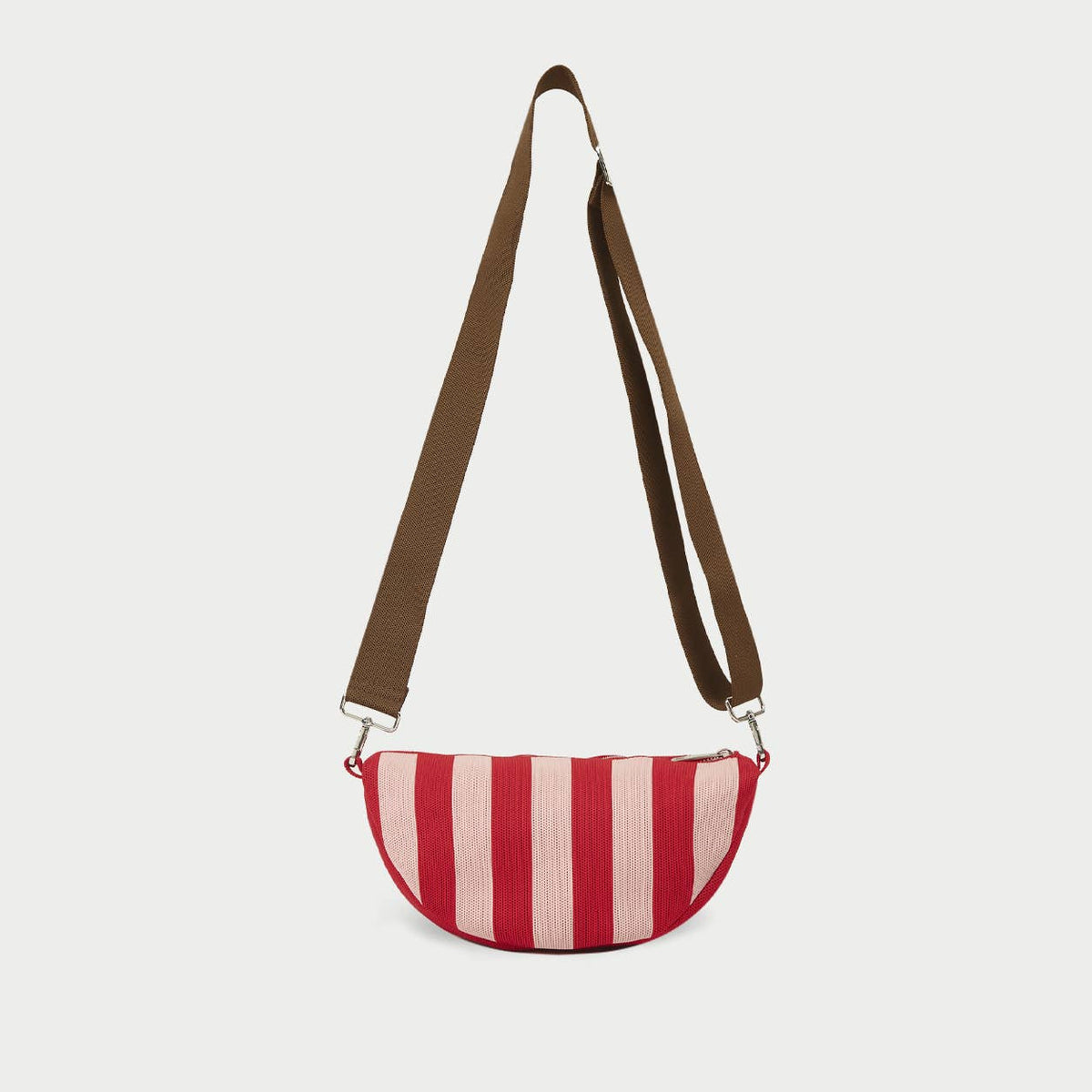 Sac bandoulière croissant en maille - Rayures Rouges