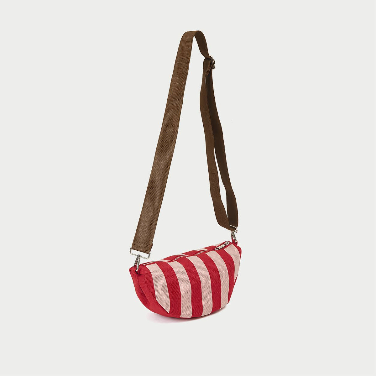 Sac bandoulière croissant en maille - Rayures Rouges