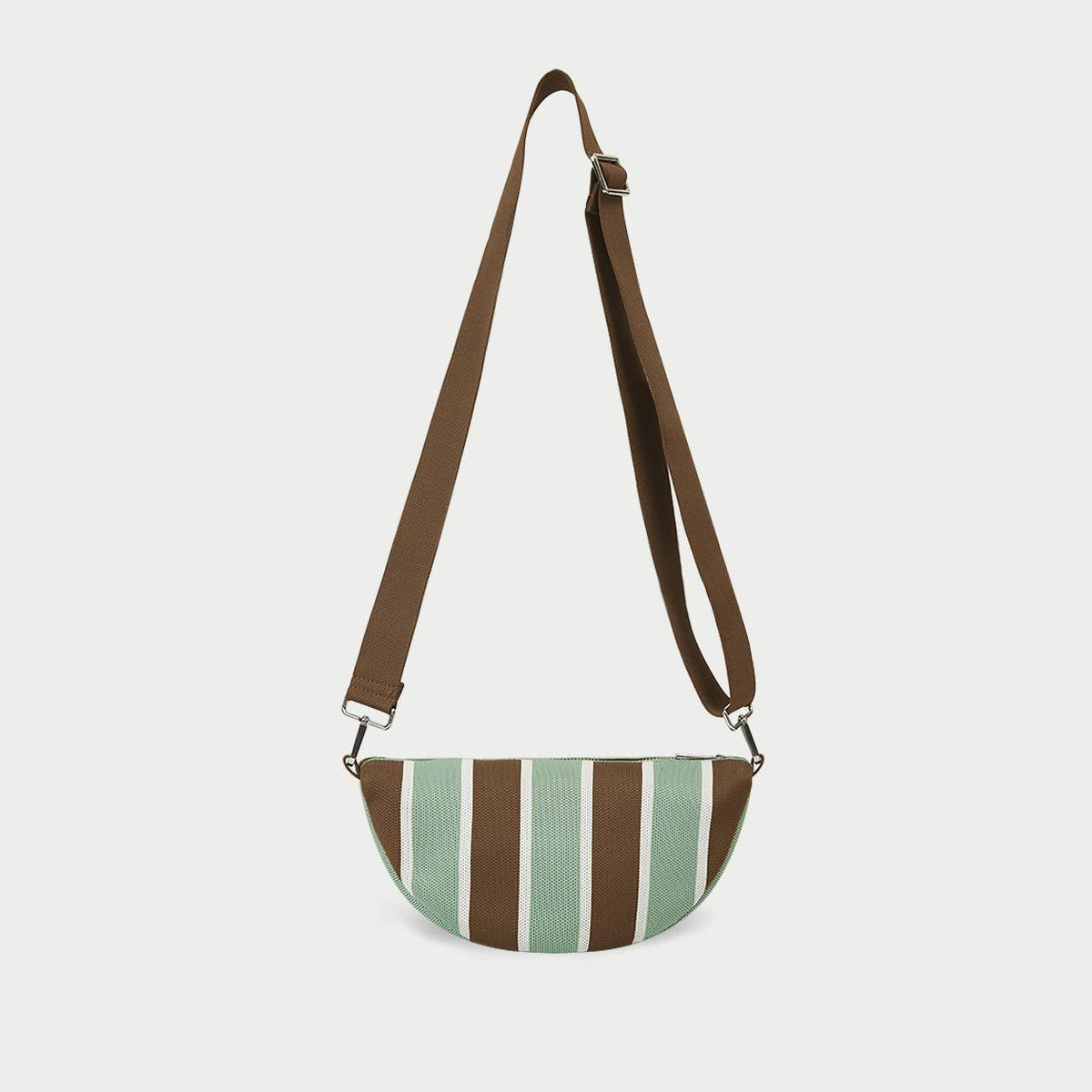 Sac bandoulière croissant en maille - Rayures Vertes