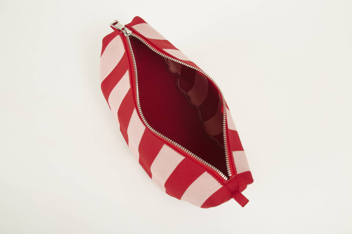 Sac bandoulière croissant en maille - Rayures Rouges