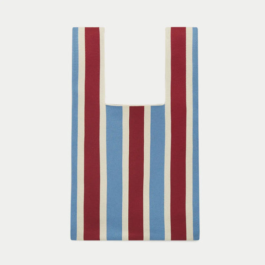 Medium Knitting & Crochet Project Bag - White/Blue/Red Stripe