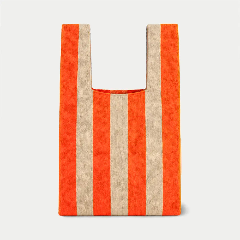 Medium Knitting & Crochet Project Bag - Bright Orange/Beige Stripe