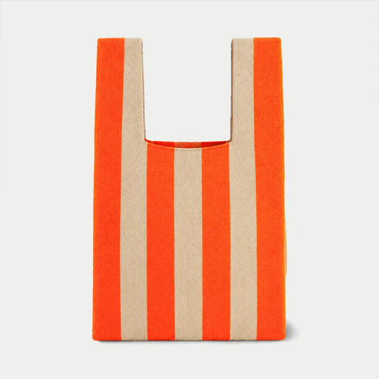 Medium Knitting & Crochet Project Bag - Bright Orange/Beige Stripe