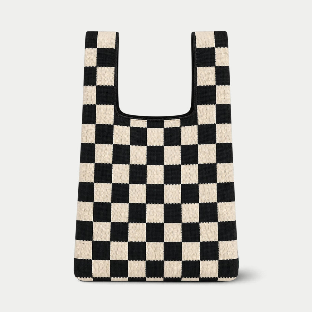 Medium Knitting & Crochet Project Bag - Black/White Checkered