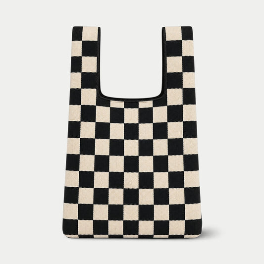 Medium Knitting & Crochet Project Bag - Black/White Checkered