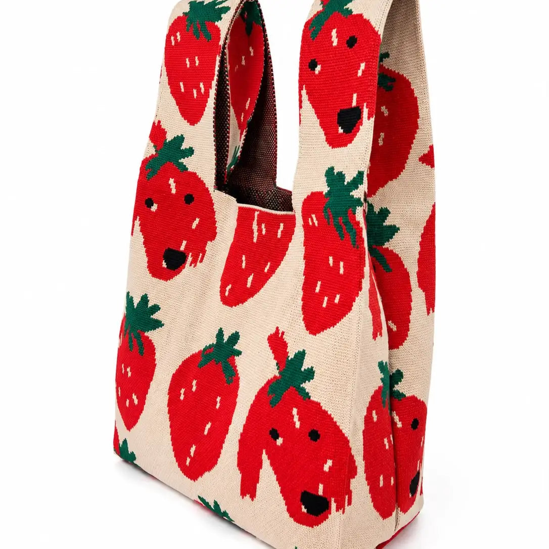 Medium Knitting & Crochet Project Bag - Strawberry Dog