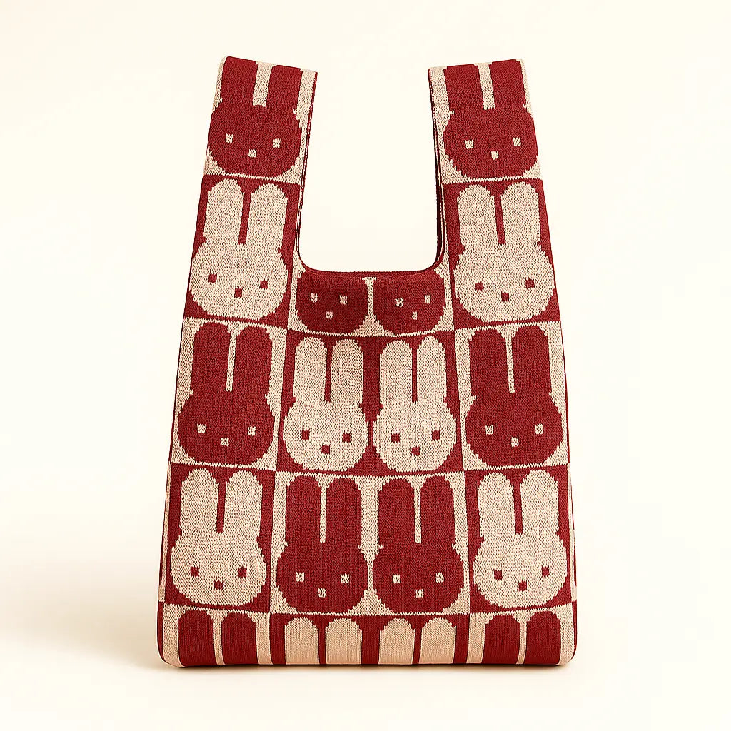 Medium Knitting & Crochet Project Bag - white/red Rabbit