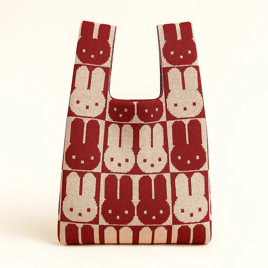 Medium Knitting & Crochet Project Bag - white/red Rabbit