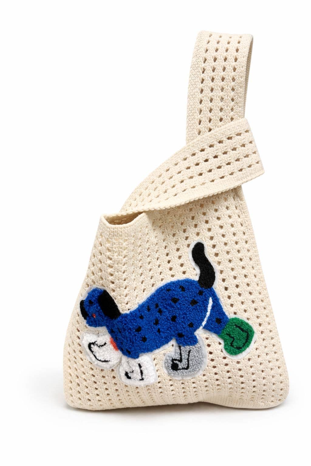 Medium Knitting & Crochet Project Bag - Cream with Blue Puppy